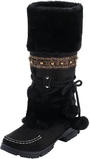 Women's Snow Boots Size 9 Womens Winter Snow Boots Waterproof Insulated Slip on Womens Winter Boots Size 9 Wide Womens Pull on Winter Boots 8.5 Botas De Mujer Para El Frio De Vestir Con Tacones
