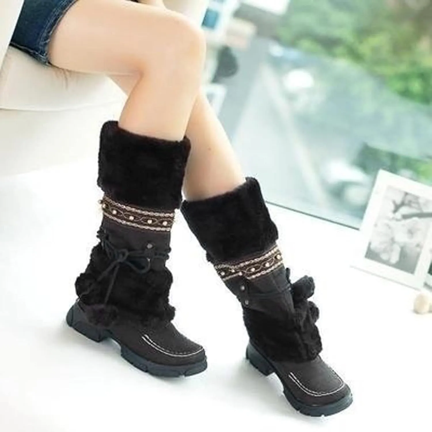 Women's Snow Boots Size 9 Womens Winter Snow Boots Waterproof Insulated Slip on Womens Winter Boots Size 9 Wide Womens Pull on Winter Boots 8.5 Botas De Mujer Para El Frio De Vestir Con Tacones