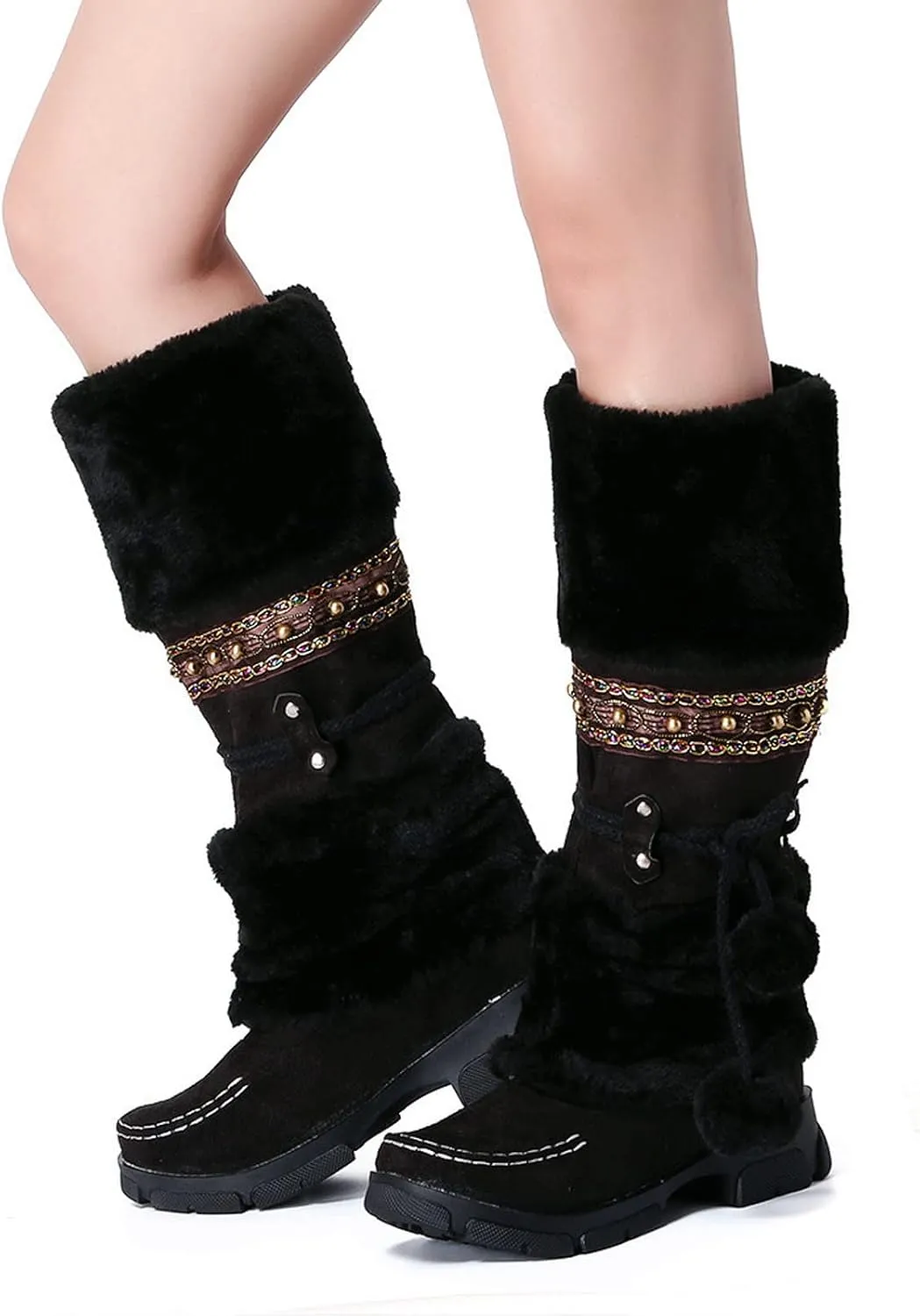 Women's Snow Boots Size 9 Womens Winter Snow Boots Waterproof Insulated Slip on Womens Winter Boots Size 9 Wide Womens Pull on Winter Boots 8.5 Botas De Mujer Para El Frio De Vestir Con Tacones