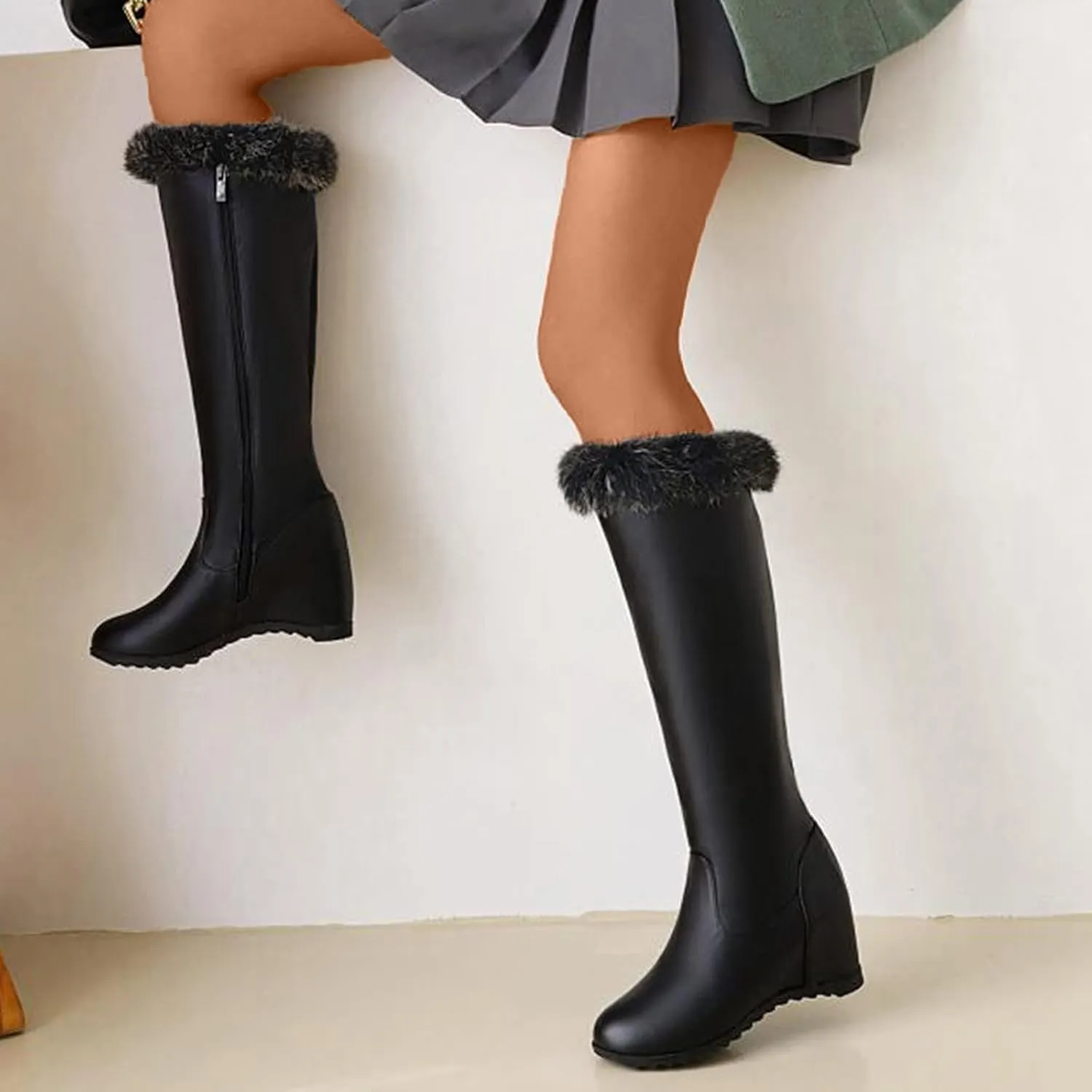 Womens Snow Boots Waterproof Snow Boots Comfortable Mid-Calf Boots Cold Weather Anti-Slip Outdoor Ankle Booties Work Boots