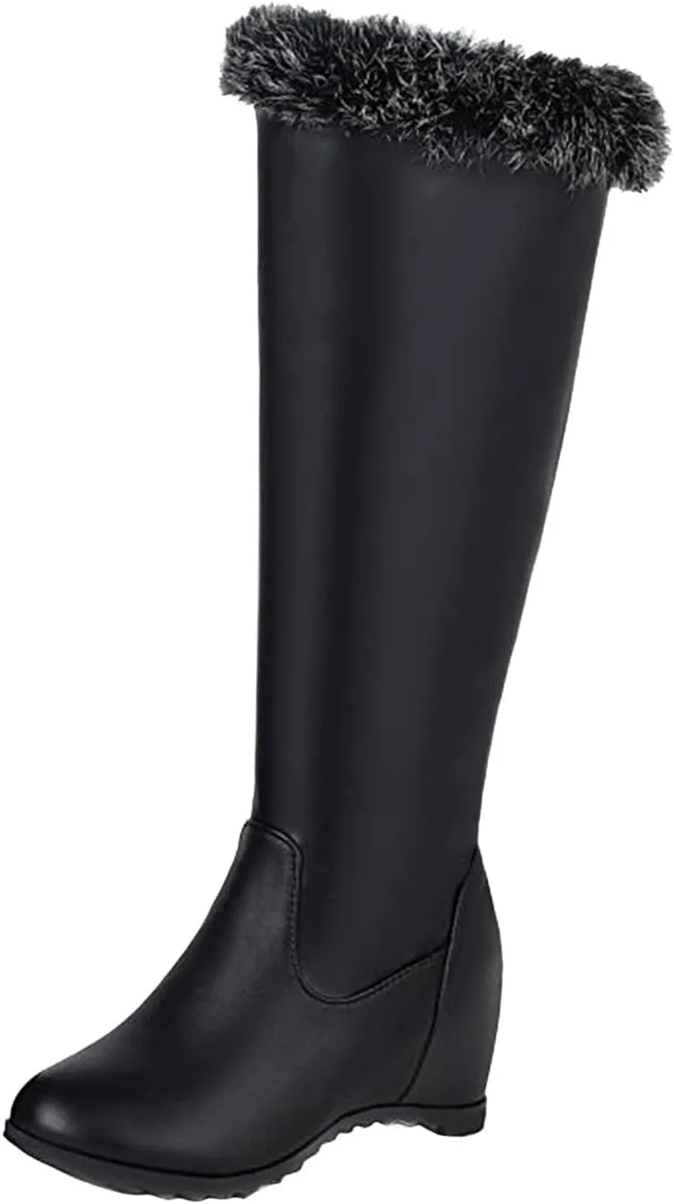 Womens Snow Boots Waterproof Snow Boots Comfortable Mid-Calf Boots Cold Weather Anti-Slip Outdoor Ankle Booties Work Boots