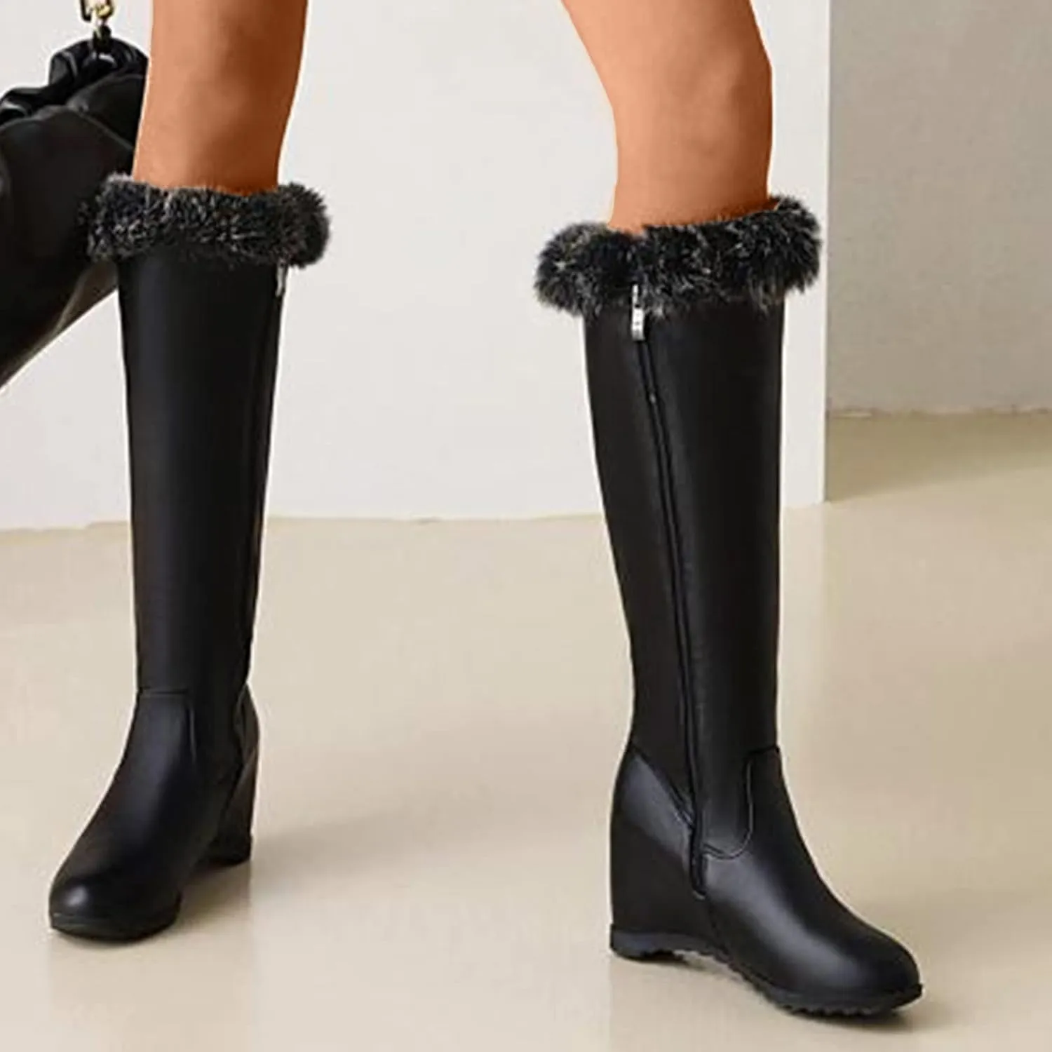 Womens Snow Boots Waterproof Snow Boots Comfortable Mid-Calf Boots Cold Weather Anti-Slip Outdoor Ankle Booties Work Boots