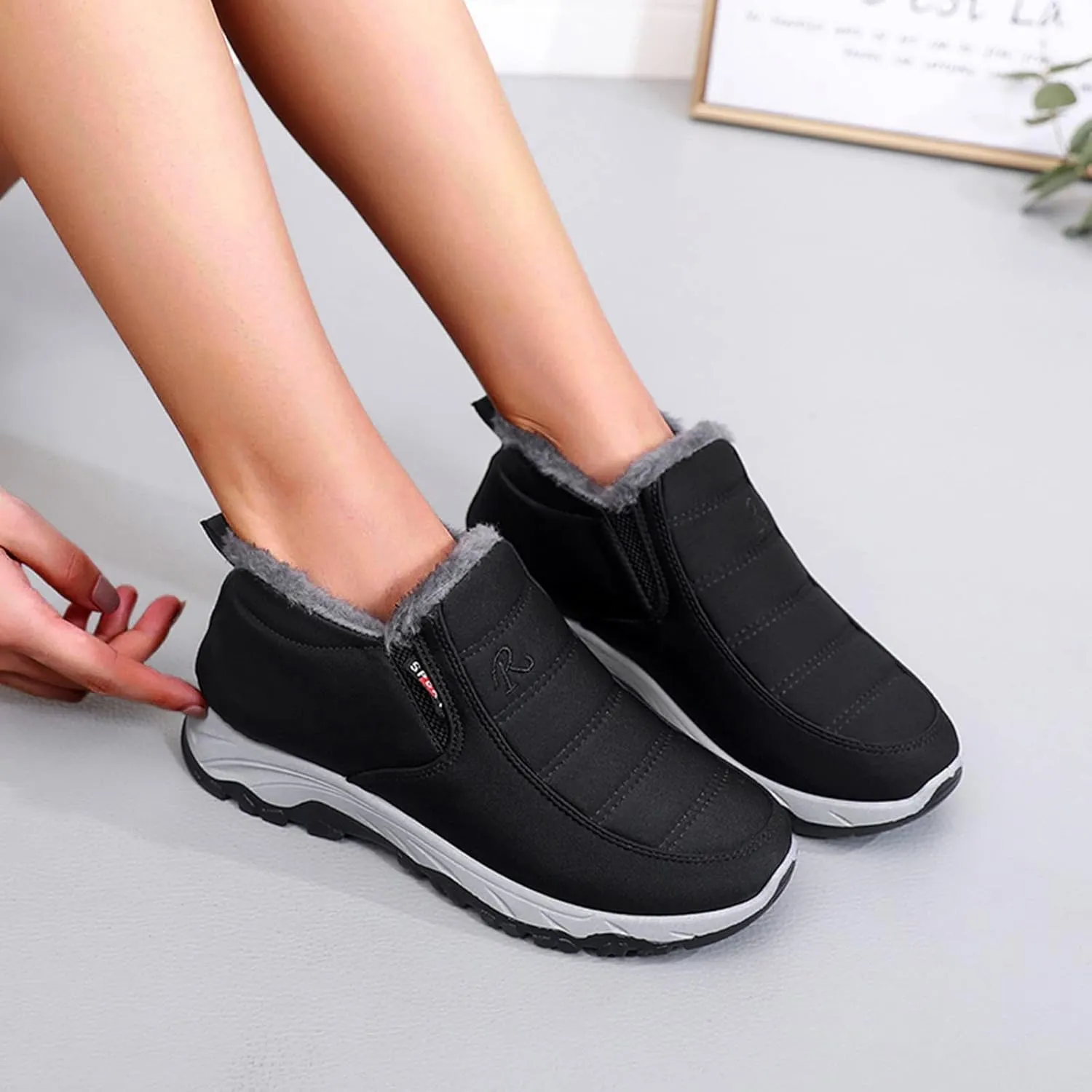 Womens Snow Knee High Winter Boots Ladies Waterproof Warm Fur Lined Non Slip Winter Boots Wide Slip on Boots for Women Ankle Booties Winter Winter Boot Women Fur Botas De Invierno Y Nieve Para Mujer