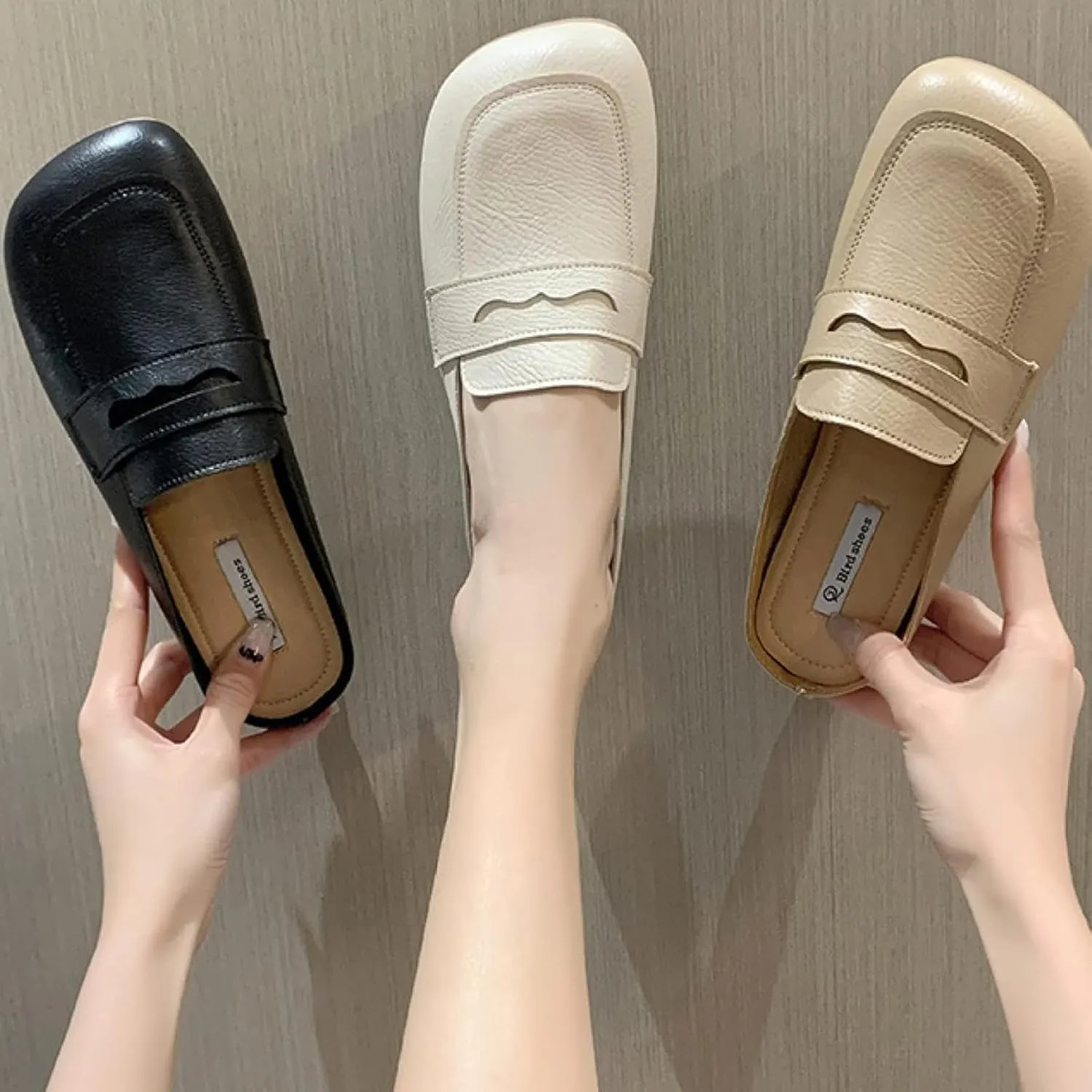 Women's Square Toed Mule Sandals Cute Low Heeled Skates Outdoor Walking No Back Loafer Sandals Women's Skates