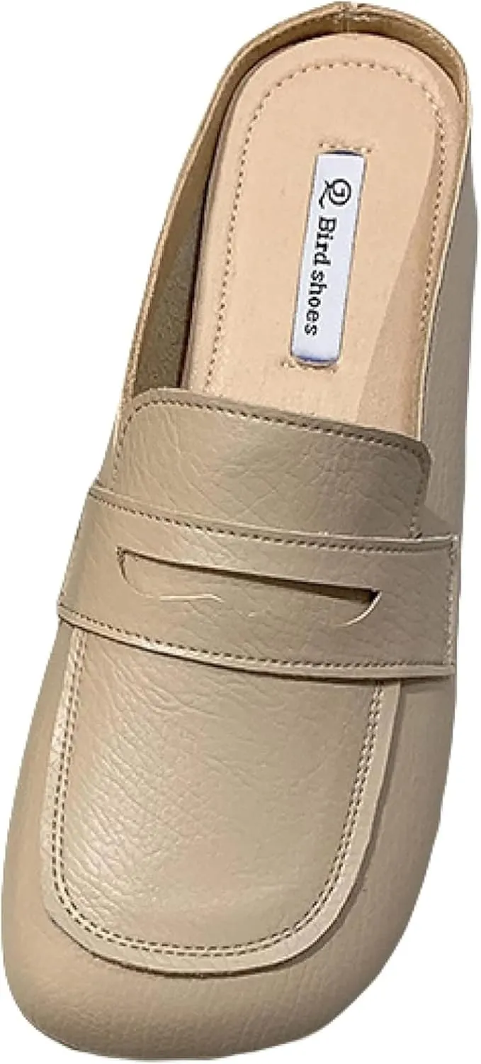 Women's Square Toed Mule Sandals Cute Low Heeled Skates Outdoor Walking No Back Loafer Sandals Women's Skates
