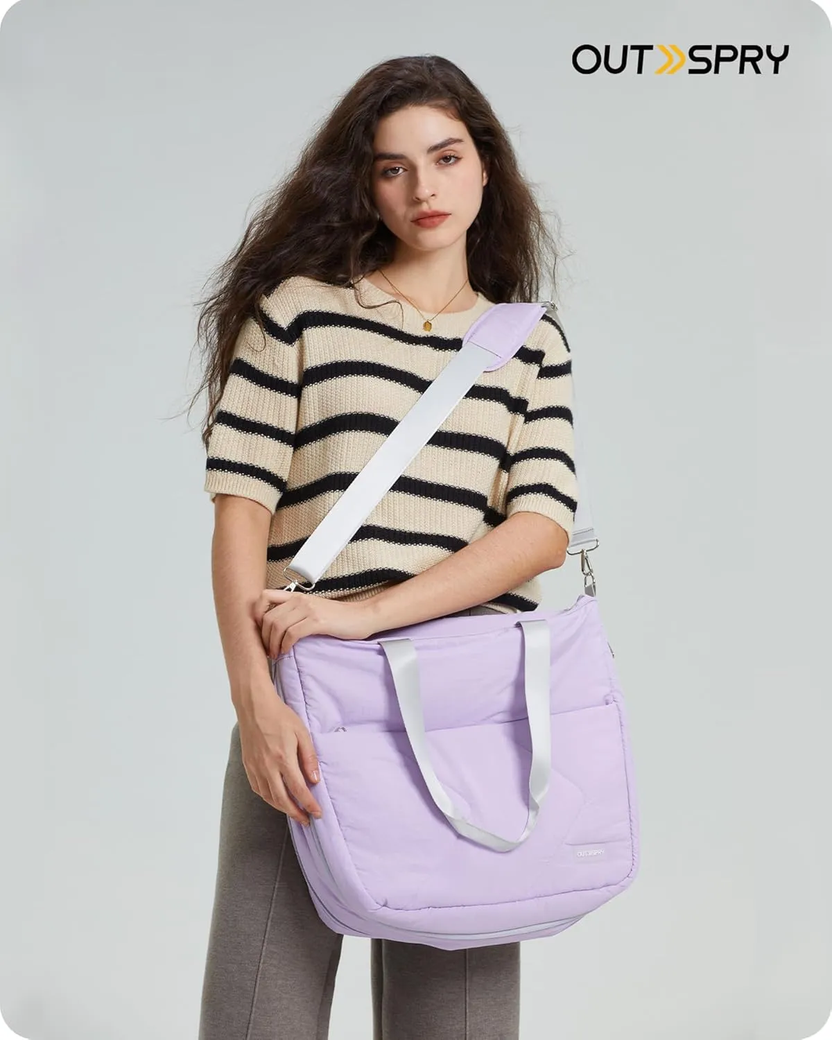 Womens Tote Bag with Zipper, Puffer Large Tote Bag 15.6" Laptop Tote Bag for Women with Trolley Sleeve