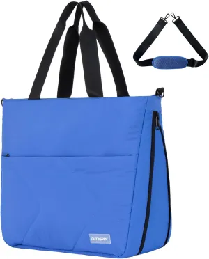 Womens Tote Bag with Zipper, Puffer Large Tote Bag 15.6" Laptop Tote Bag for Women with Trolley Sleeve