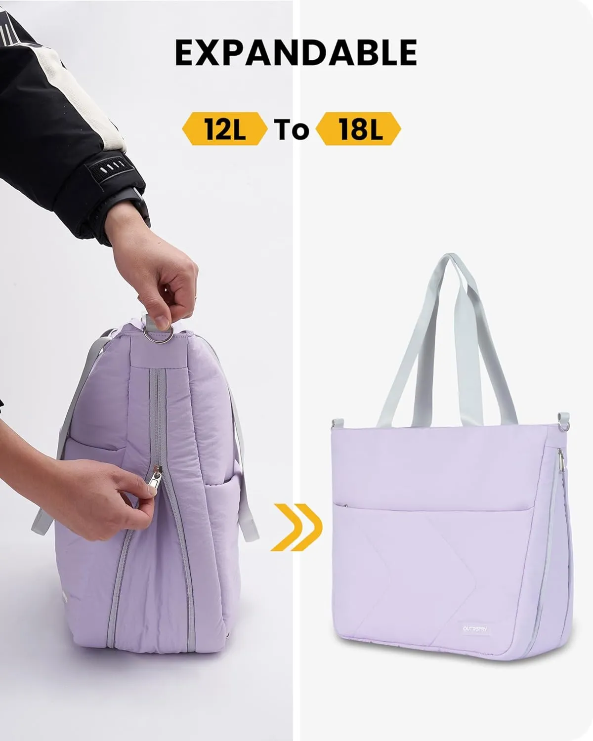 Womens Tote Bag with Zipper, Puffer Large Tote Bag 15.6" Laptop Tote Bag for Women with Trolley Sleeve