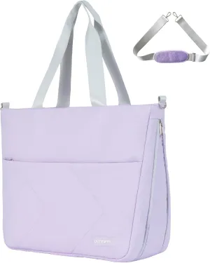 Womens Tote Bag with Zipper, Puffer Large Tote Bag 15.6" Laptop Tote Bag for Women with Trolley Sleeve