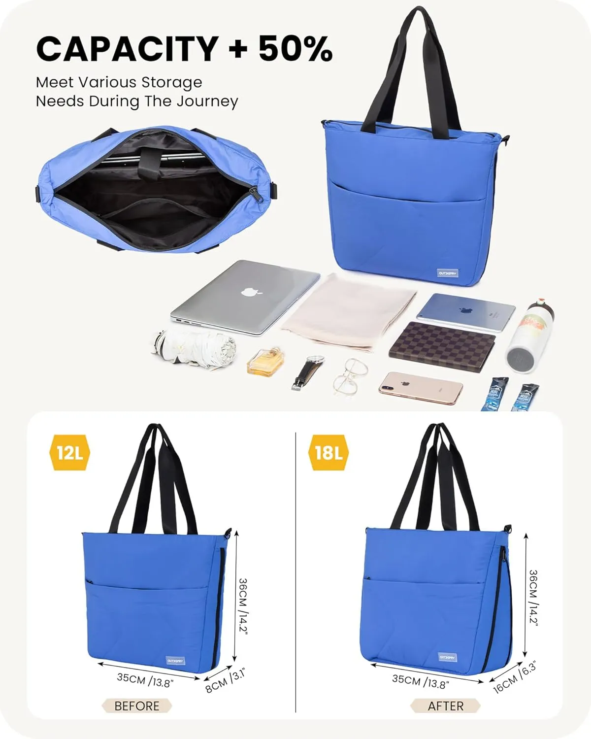 Womens Tote Bag with Zipper, Puffer Large Tote Bag 15.6" Laptop Tote Bag for Women with Trolley Sleeve