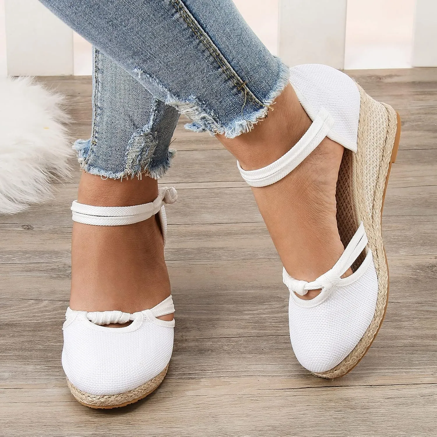 Womens Wedge Platform Espadrilles Slingback Closed Toe Ankle Strap Flats Low Heel Wedges Sandals, Summer Casual Dressy Espadrille Shoes Comfortable Breathable Wedding Sandals