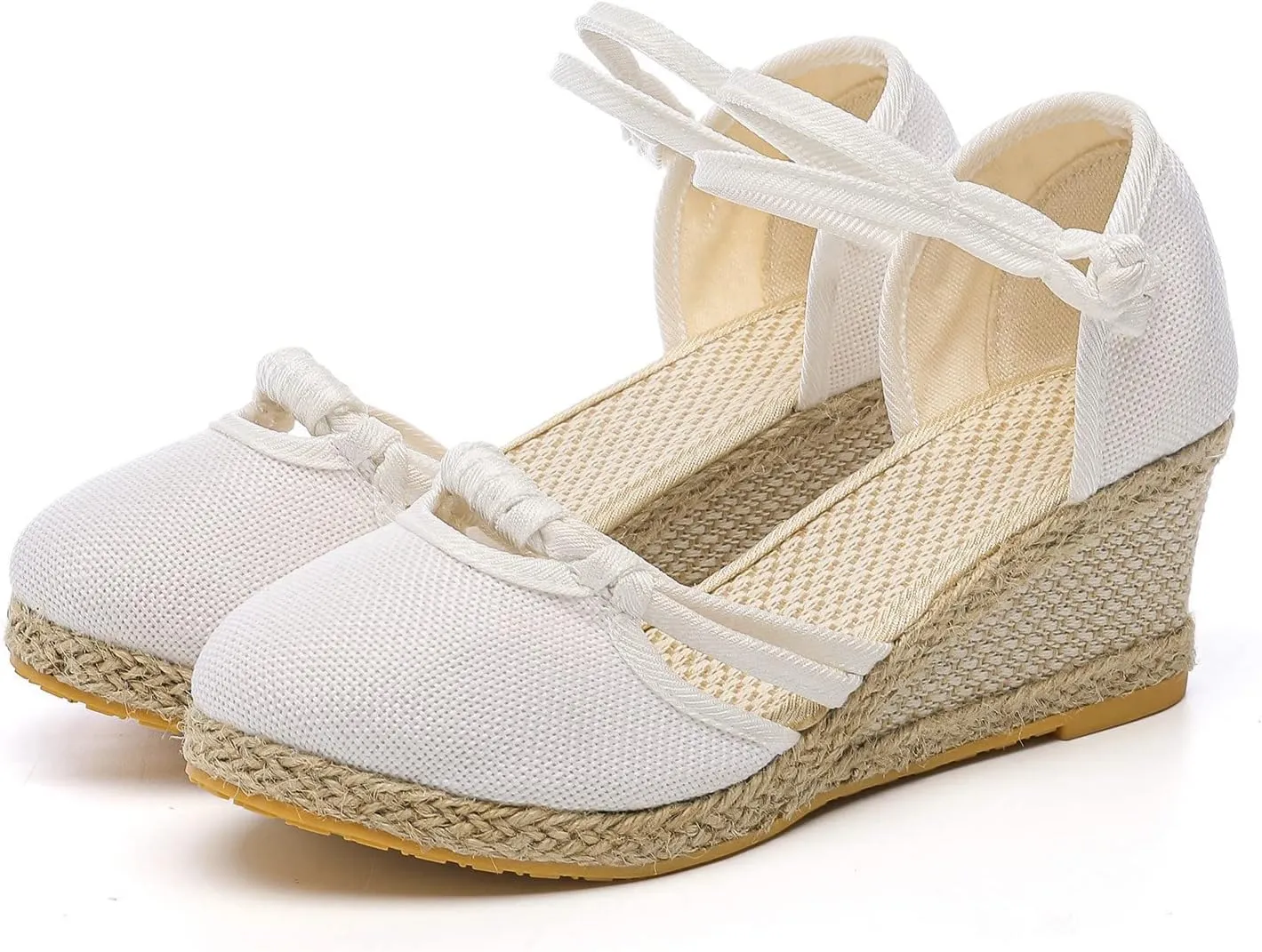 Womens Wedge Platform Espadrilles Slingback Closed Toe Ankle Strap Flats Low Heel Wedges Sandals, Summer Casual Dressy Espadrille Shoes Comfortable Breathable Wedding Sandals