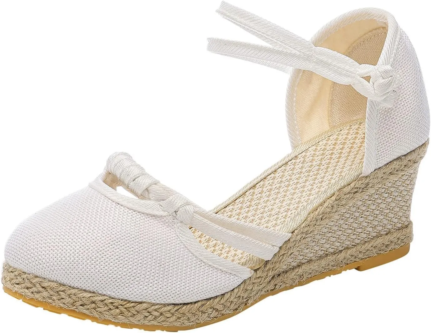 Womens Wedge Platform Espadrilles Slingback Closed Toe Ankle Strap Flats Low Heel Wedges Sandals, Summer Casual Dressy Espadrille Shoes Comfortable Breathable Wedding Sandals
