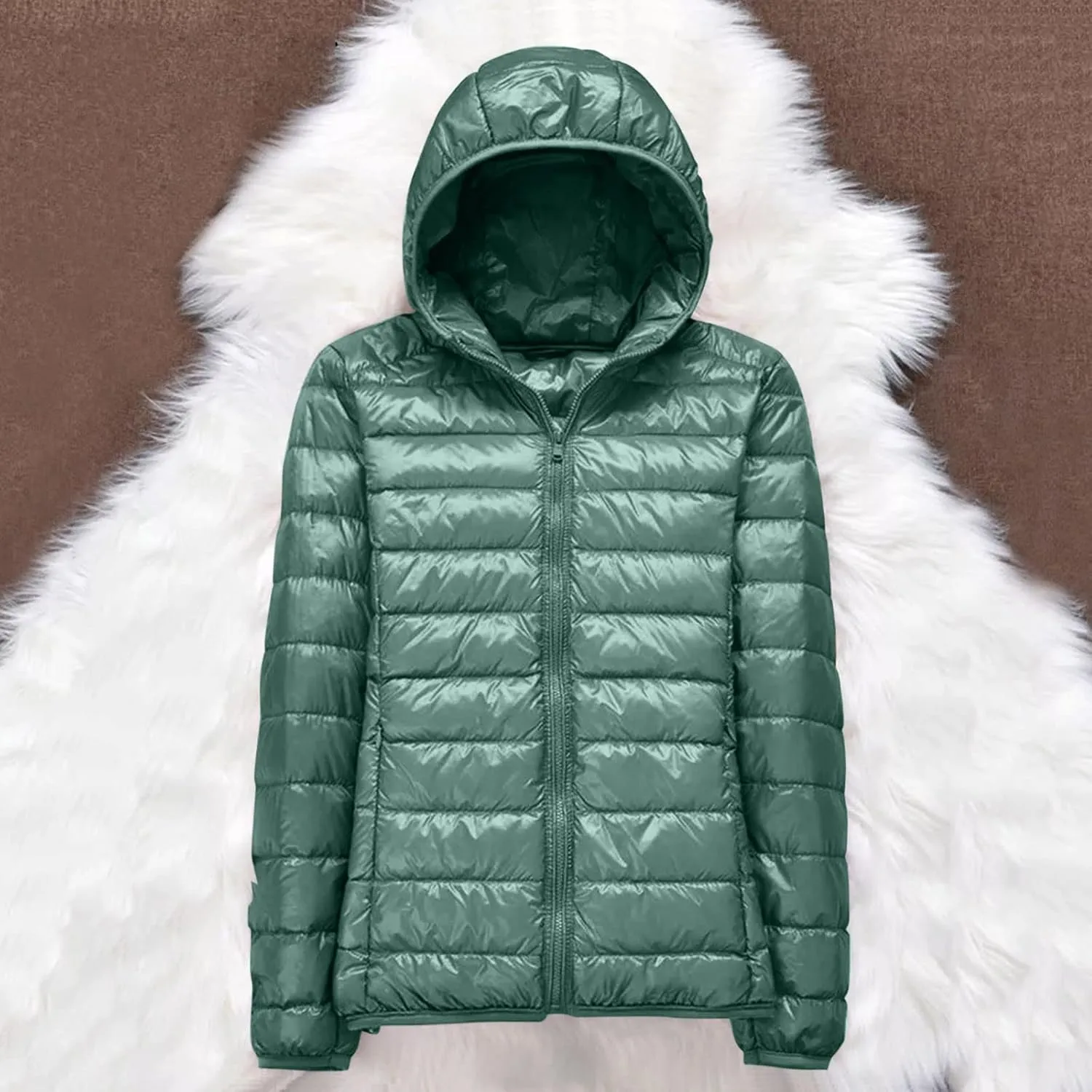 Womens Winter Coats Lightweight Packable Hooded Puffer Jacket Down Coats Waterproof Ski Jacket Warm Windproof Trench Coat