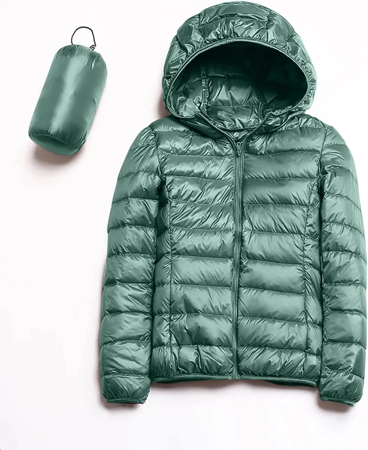 Womens Winter Coats Lightweight Packable Hooded Puffer Jacket Down Coats Waterproof Ski Jacket Warm Windproof Trench Coat