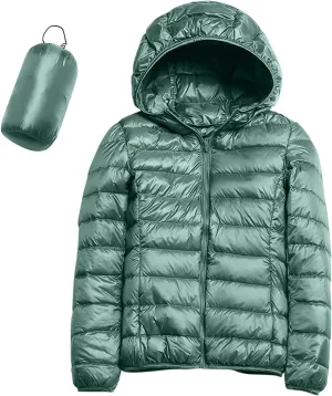 Womens Winter Coats Lightweight Packable Hooded Puffer Jacket Down Coats Waterproof Ski Jacket Warm Windproof Trench Coat