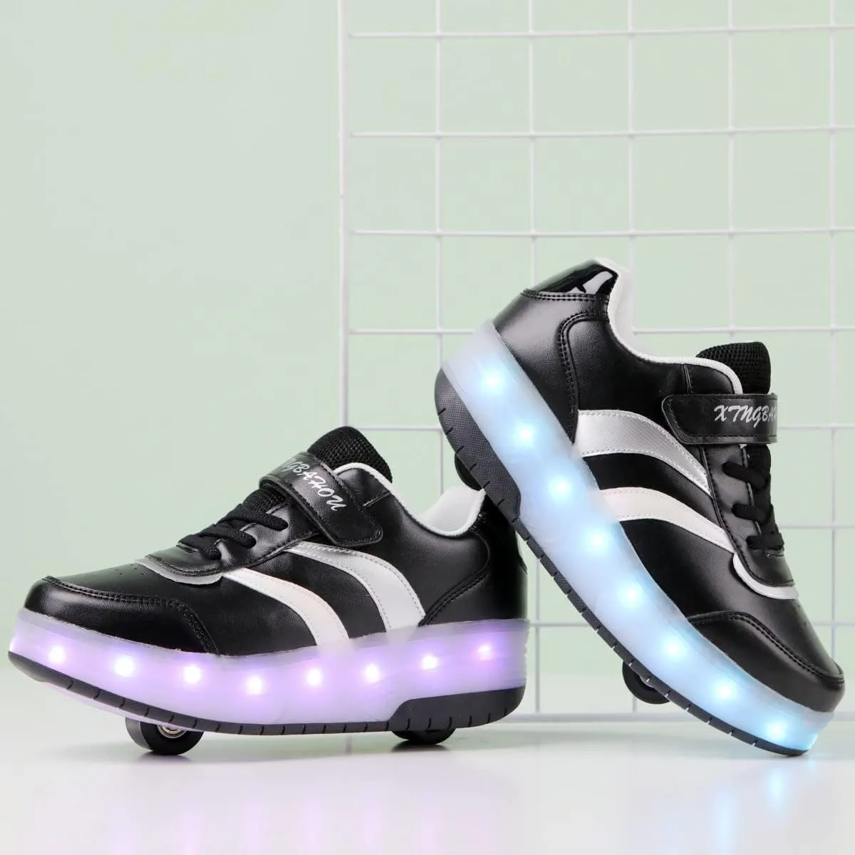 YUNICUS Roller Shoes for Girls Boys Kid Light Up Sneakers with Wheels
