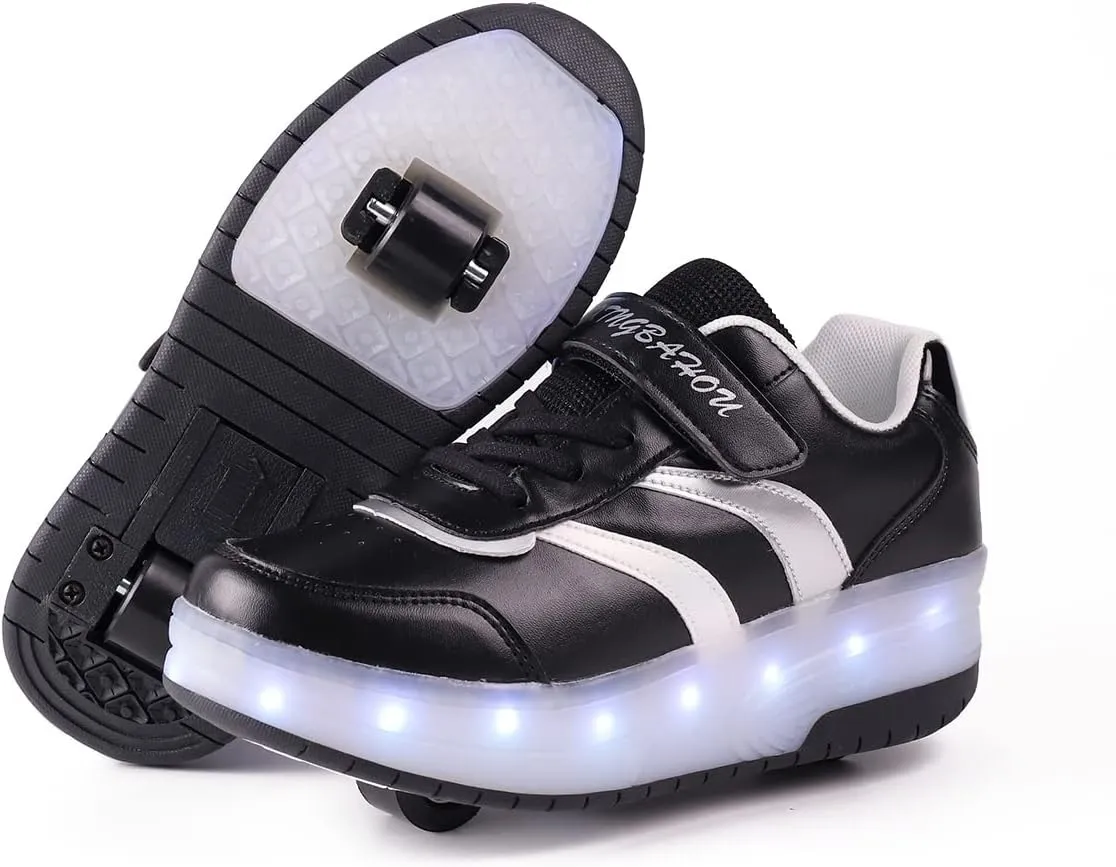 YUNICUS Roller Shoes for Girls Boys Kid Light Up Sneakers with Wheels