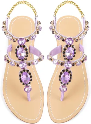 ZhuLinFeng Women'S Rhinestone Gladiator Sandals Flat Wedding Sandals Gem Pearl Sparkling Bridal Bridesmaid Sandals Blue Bohemian Sandals