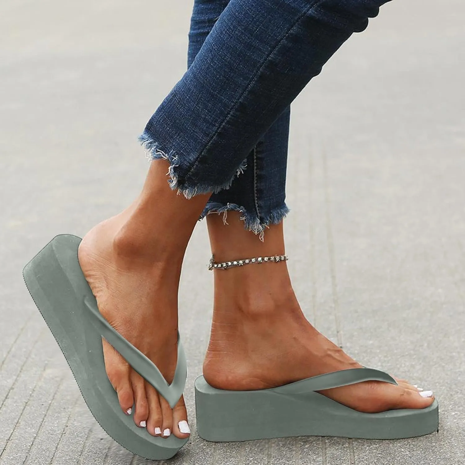 ZSpzx Women Platform Slides,Fashion Comfortable Ladies Dress Clip Toe Flip Flops Breathable Open Toe Soft Cushion Sandals Summer Beach Vacation Wedge Heel Shoe Indoor Outdoor Slip-On Slides