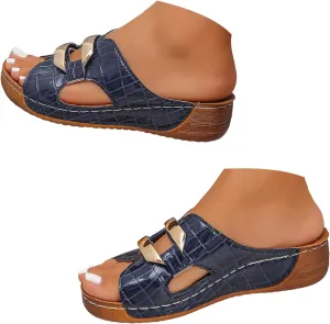 ZSpzx Women Wedge Sandals 2025,Fashion Sparkly Bling Leather Non-Slip Walking Footwear Arch Support Beach Vacation Slippers Summer Breathable Comfortable Peep Toe Soft Cushion Casual Shoe Daily Wear