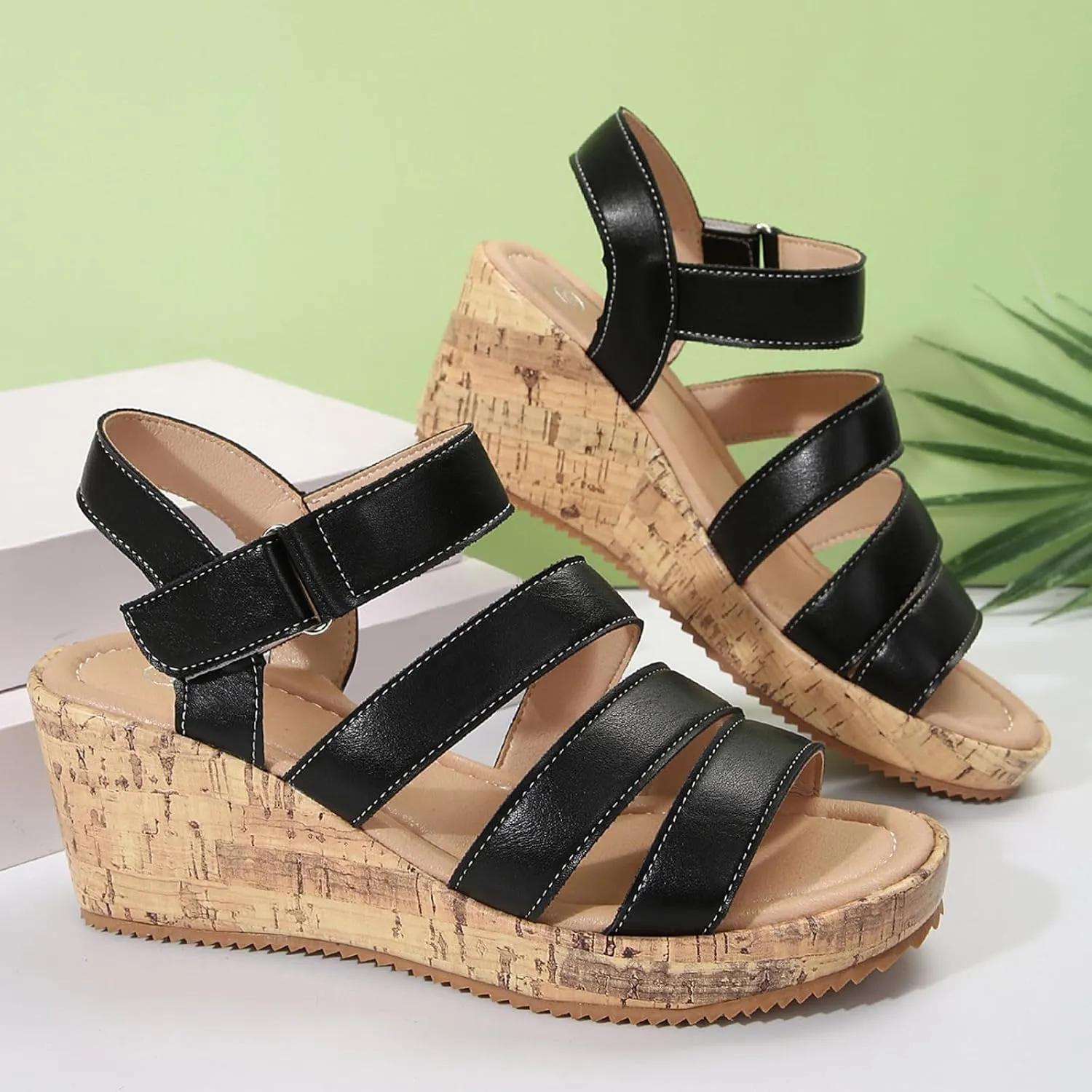 ZSpzx Women Wedge Sandals 2025,Indoor/Outdoor Fashion Ladies Dress Dance Party Walking Footwear Summer Vacation Height Increase Slippers Breathable Comfortable Peep Toe Casual Shoe Daily Wear