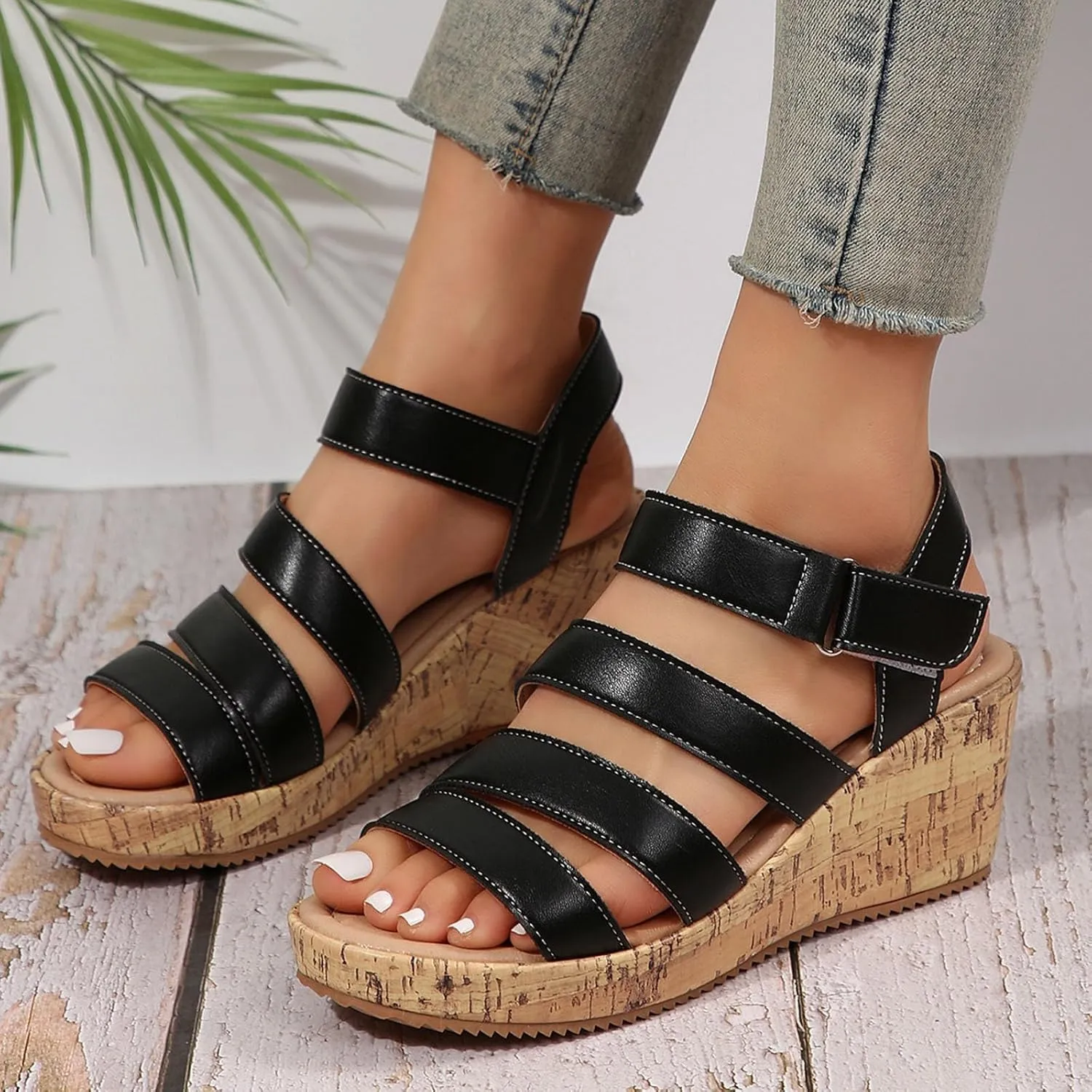ZSpzx Women Wedge Sandals 2025,Indoor/Outdoor Fashion Ladies Dress Dance Party Walking Footwear Summer Vacation Height Increase Slippers Breathable Comfortable Peep Toe Casual Shoe Daily Wear