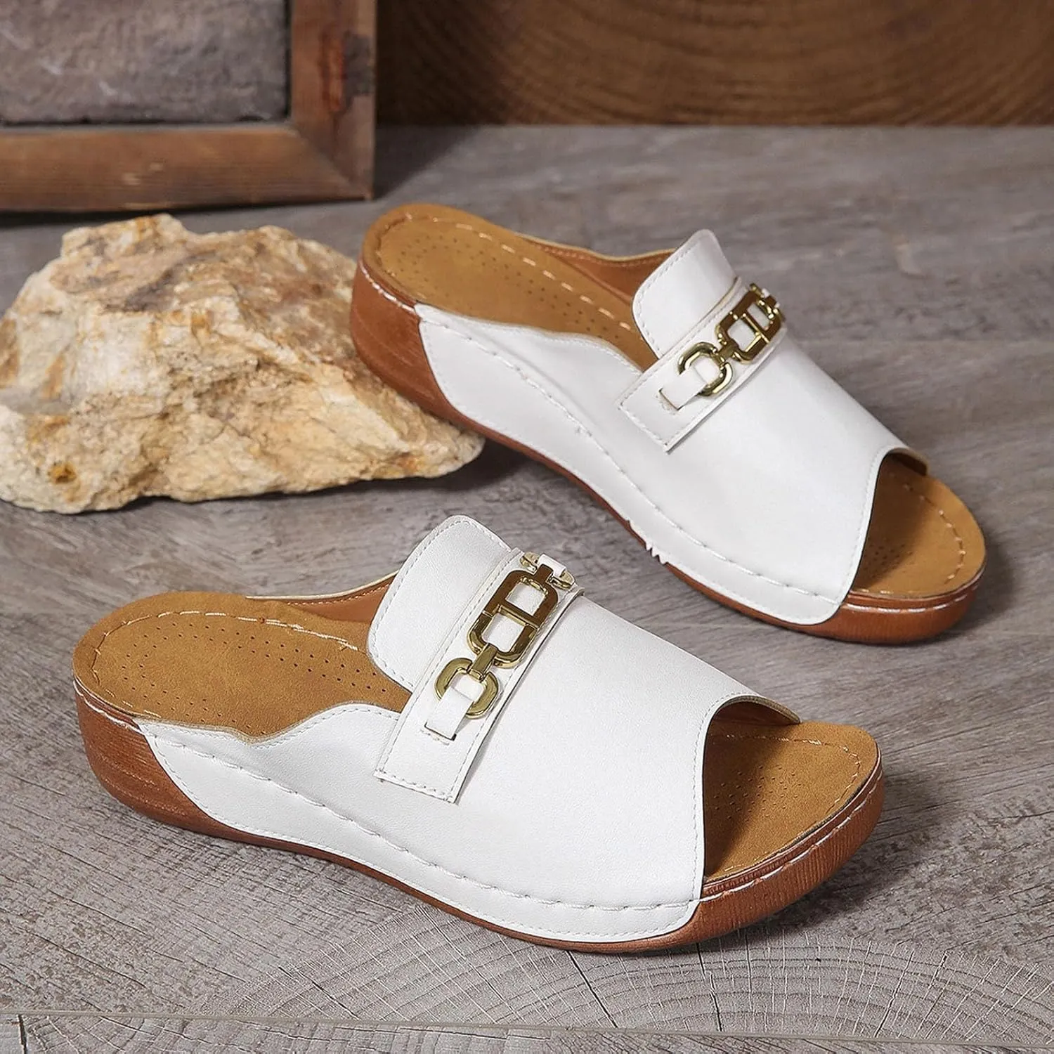 ZSpzx Women Wedge Sandals 2025,Summer Fashion Arch Support Breathable Beach Vacation Slippers Comfortable Non-Slip Soft Cushion Walking Footwear Indoor/Outdoor Slip-On Casual Shoe Daily Wear