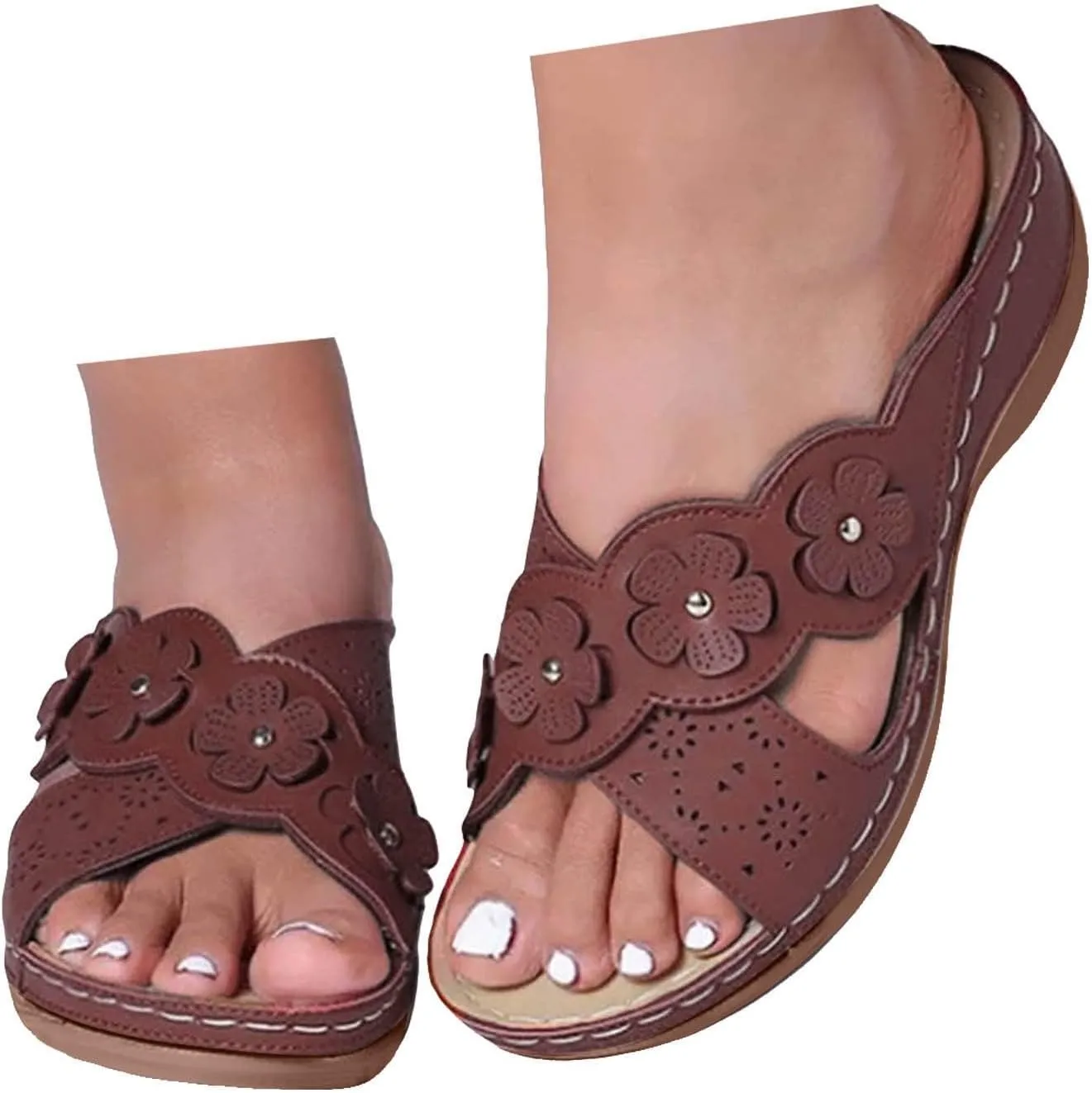 ZSpzx Womens Wedge Orthopedic Flip-Flops Sandals with Arch Support Open Toe Comfortable Walking Sports Sandals for Women 2025 Dressy Summer Womens Sandals Cushion Footbed Platform Sandals
